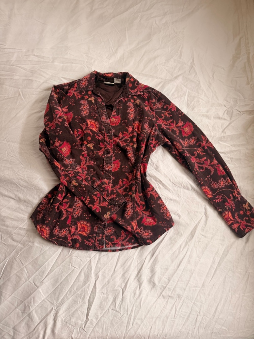 St. John's Bay Brown and red Paisley Corduroy Shirt
